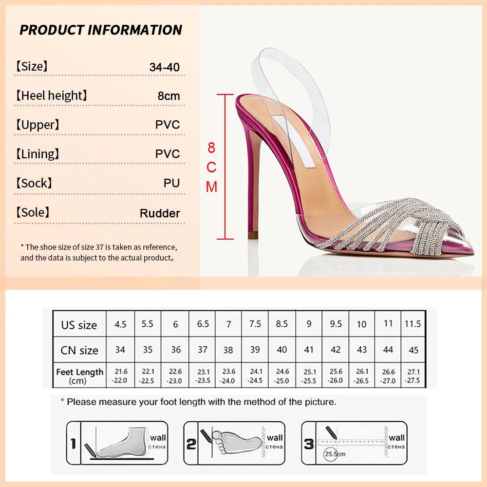 2024 Summer Occasion Women Summer Sexy High Heels Rhinestones Elegant Pointed Toe Party Shoes