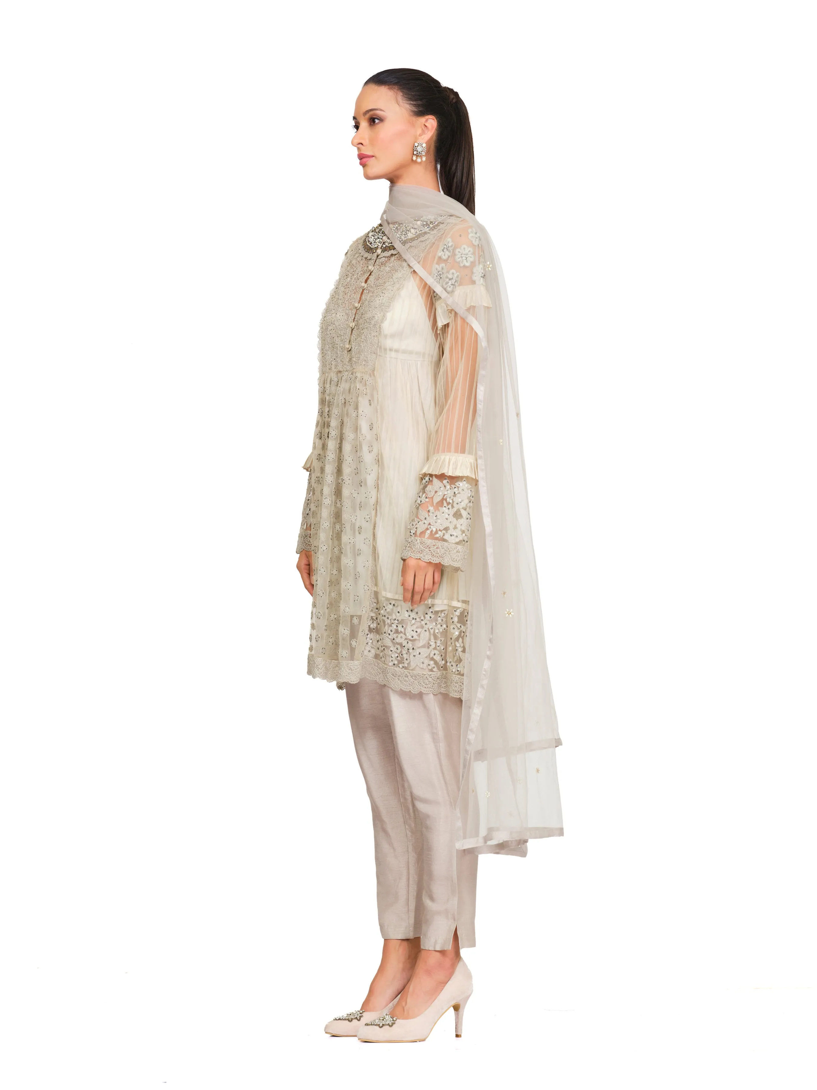 A-Line Tunic with Floral Threadwork Embroidery