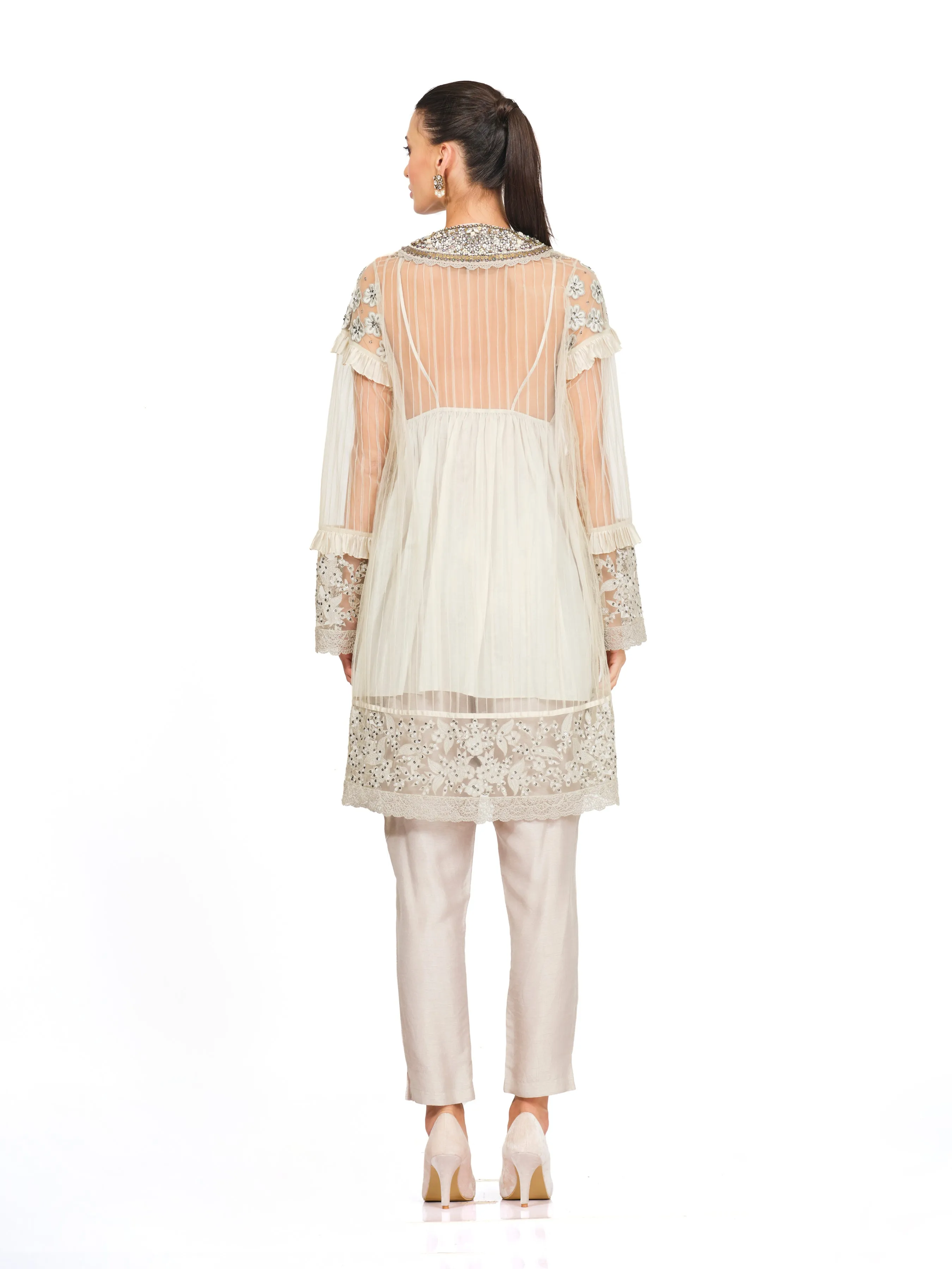 A-Line Tunic with Floral Threadwork Embroidery