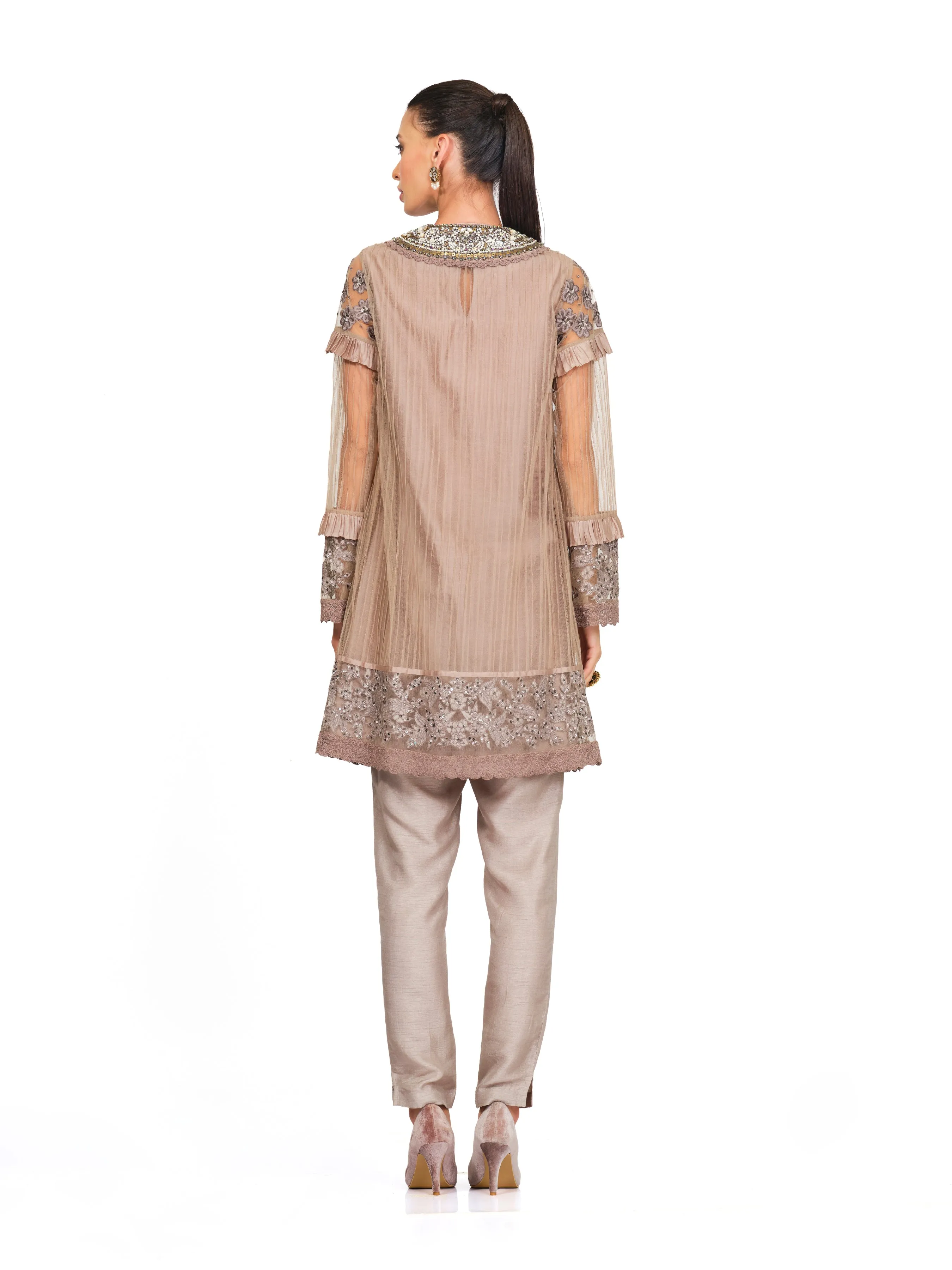 A-Line Tunic with Floral Threadwork Embroidery