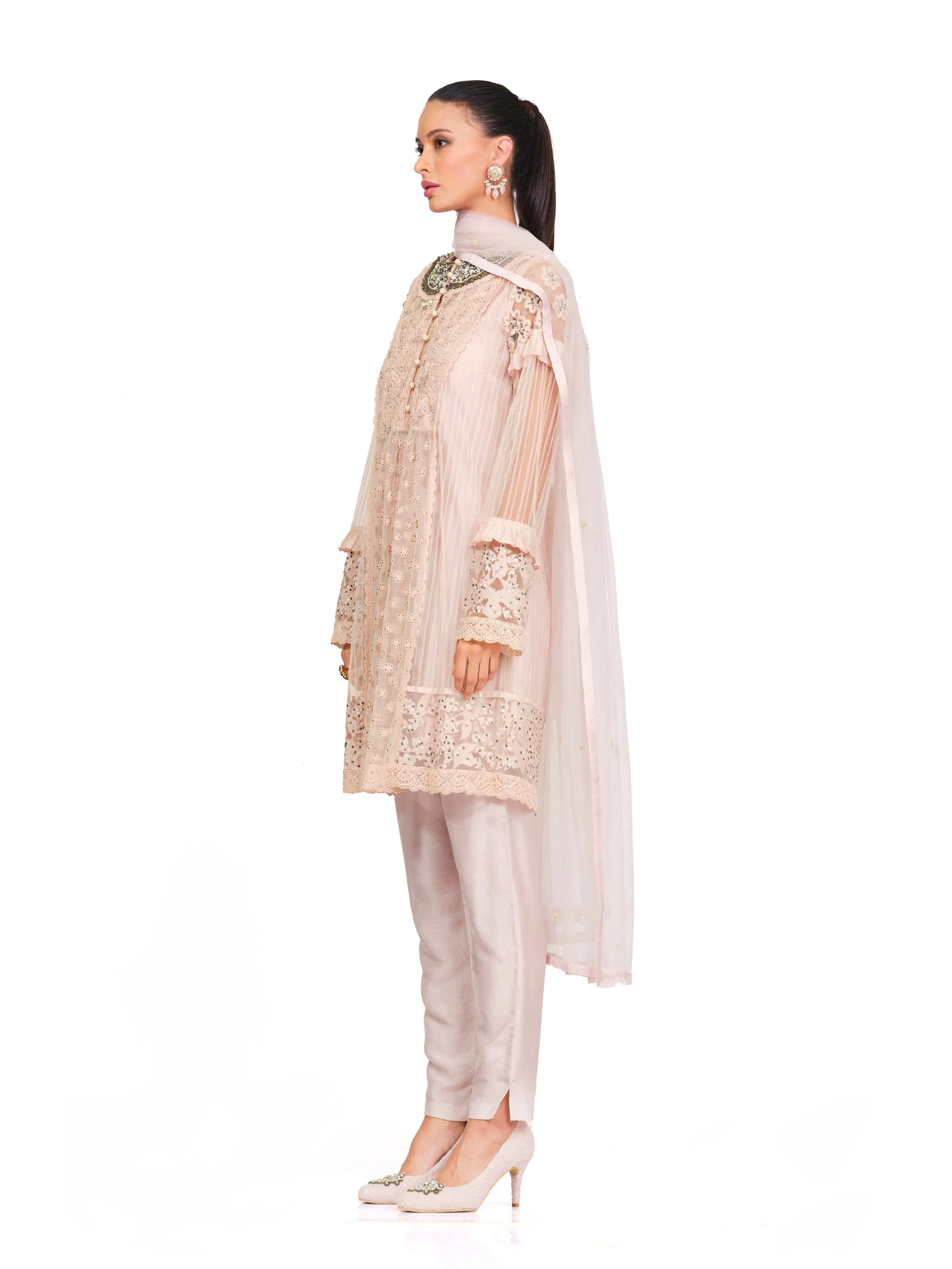 A-Line Tunic with Floral Threadwork Embroidery