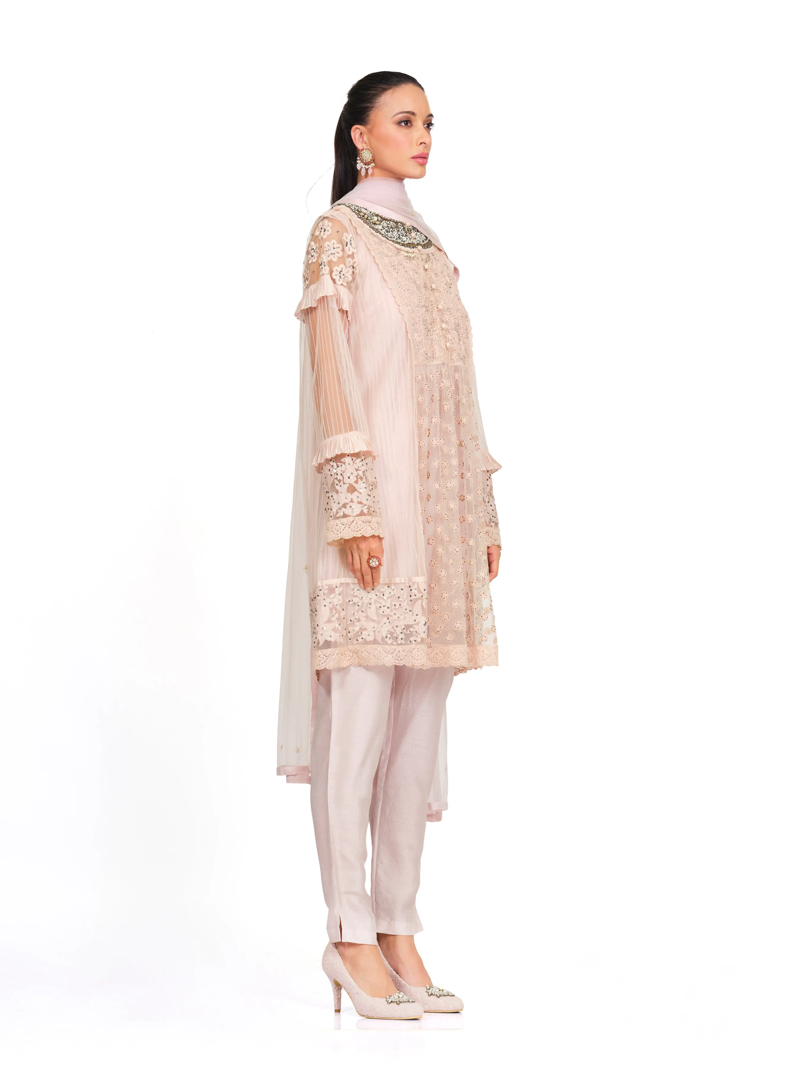 A-Line Tunic with Floral Threadwork Embroidery