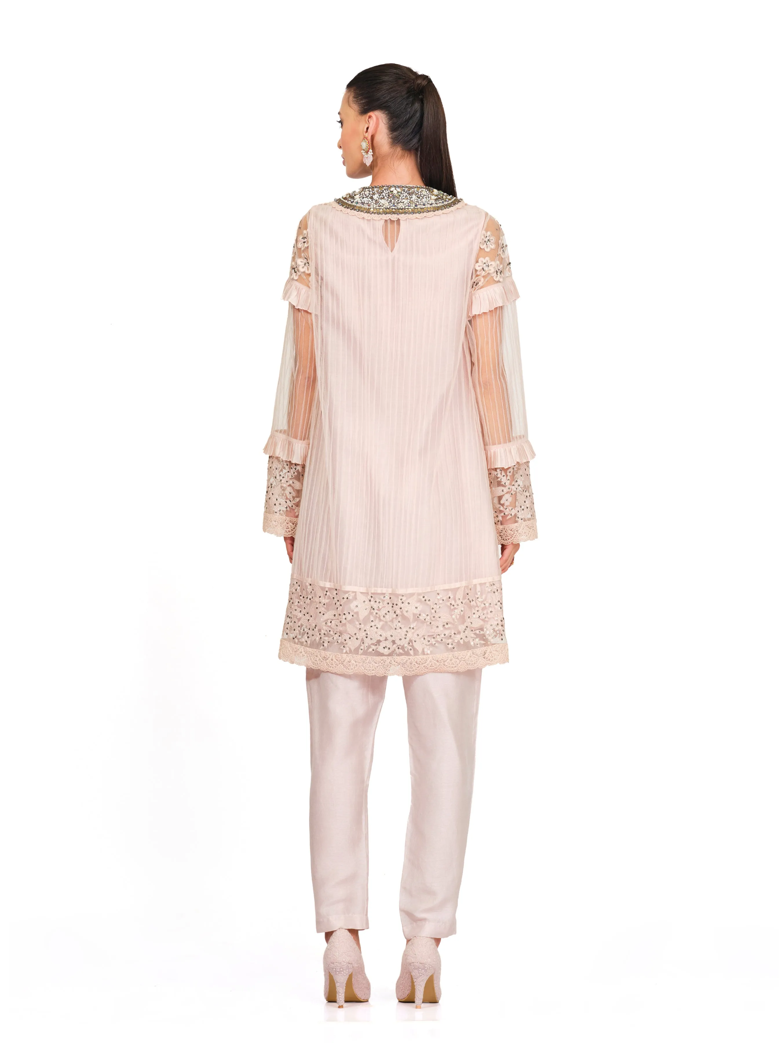 A-Line Tunic with Floral Threadwork Embroidery