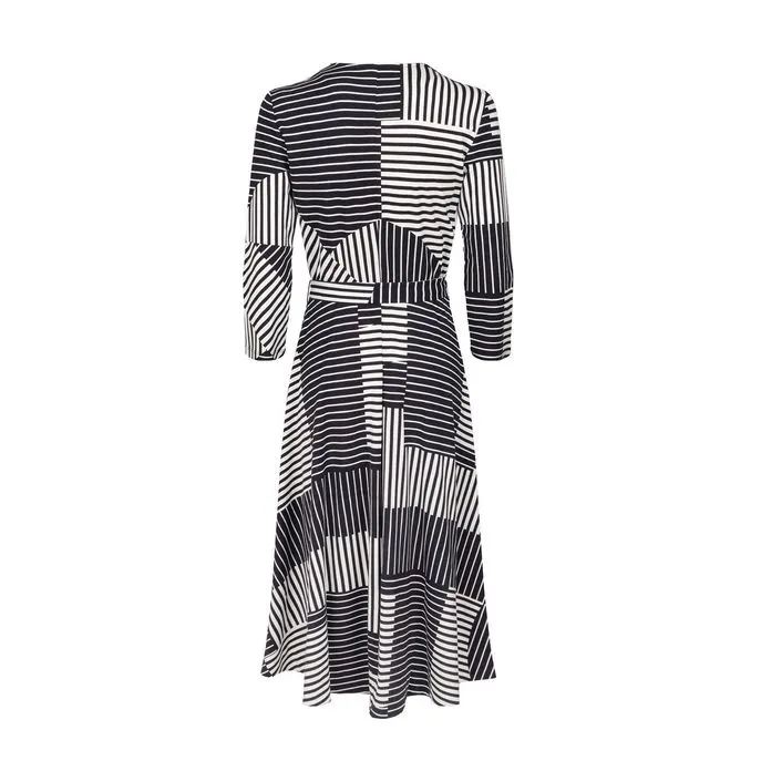 ACQUA STRIPED WRAP JERSEY DRESS Woman Blue White