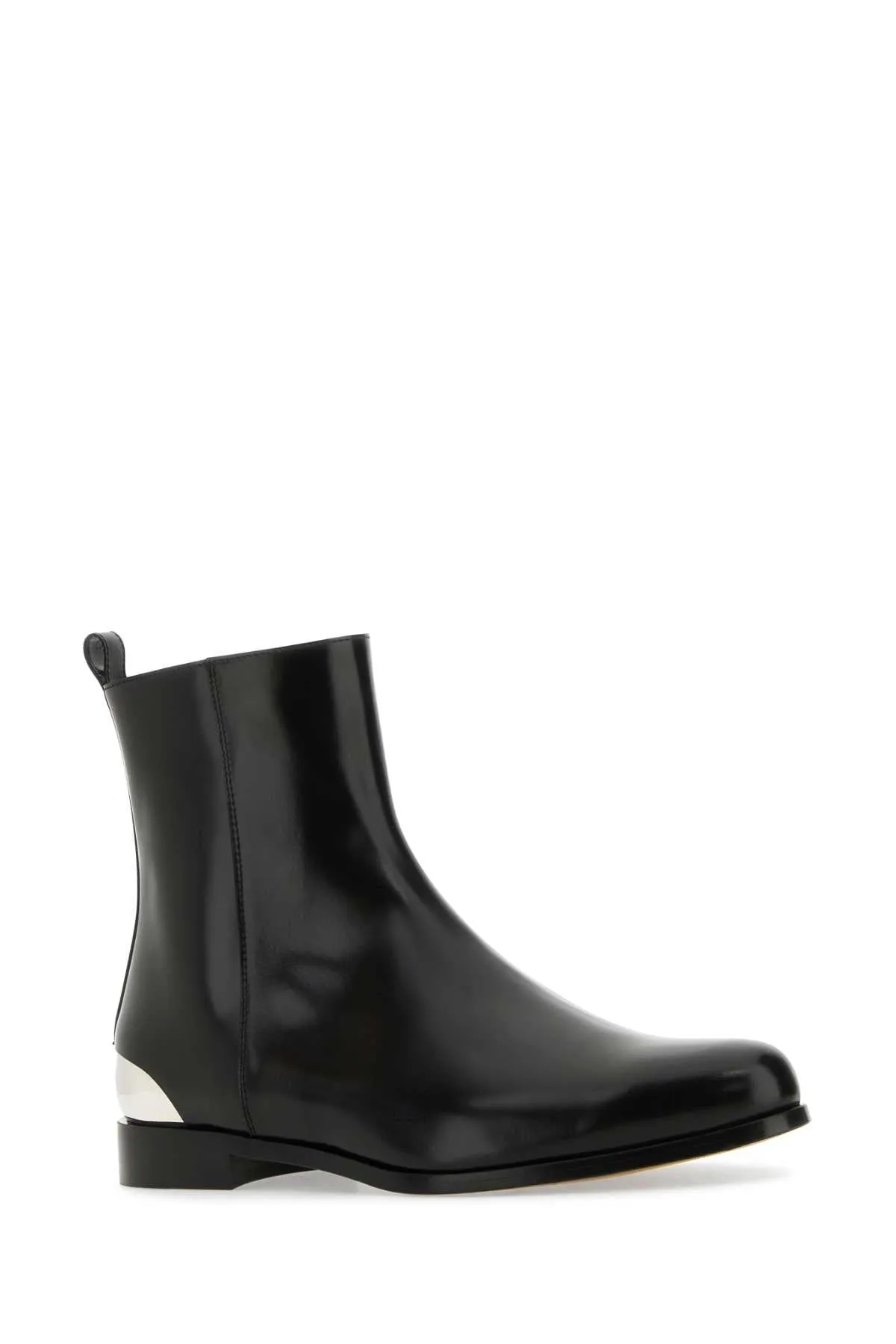 Alexander Mcqueen Black Leather Ankle Boots