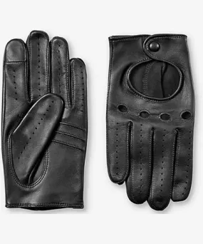 Aspinal of London Mens Black Men's leather driving gloves