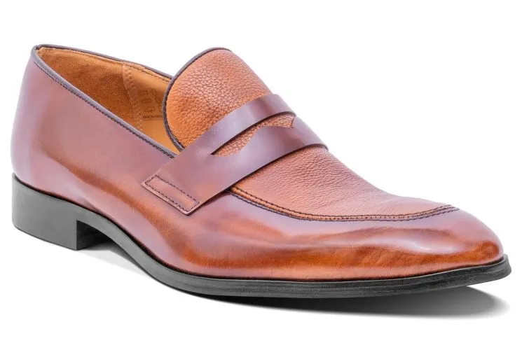 Barker Camden Polished/Grain Leather Loafer - Tan Calf