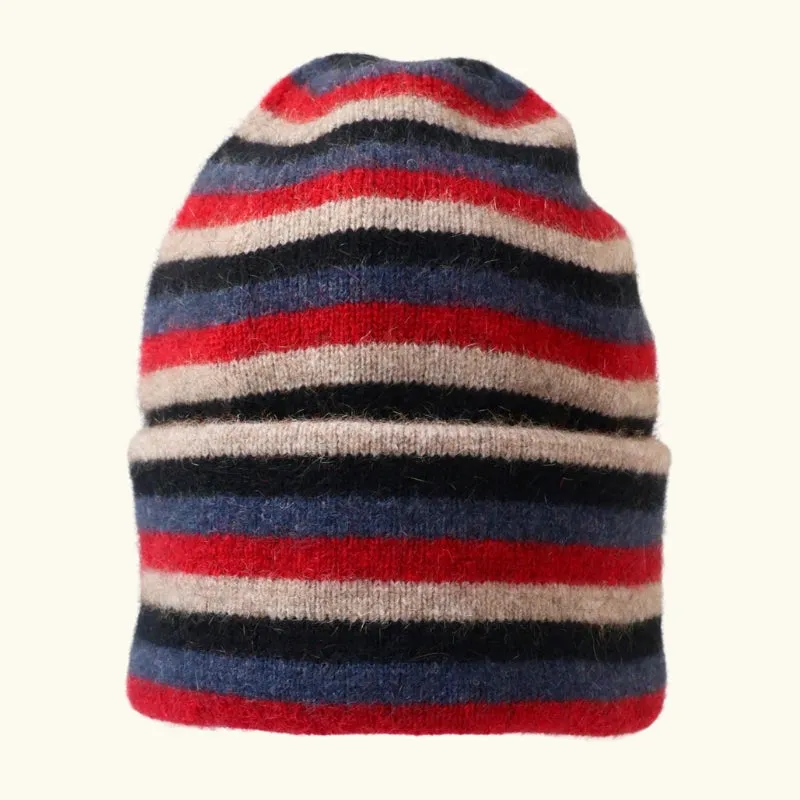 Beanie Possum Merino Stripe Natural