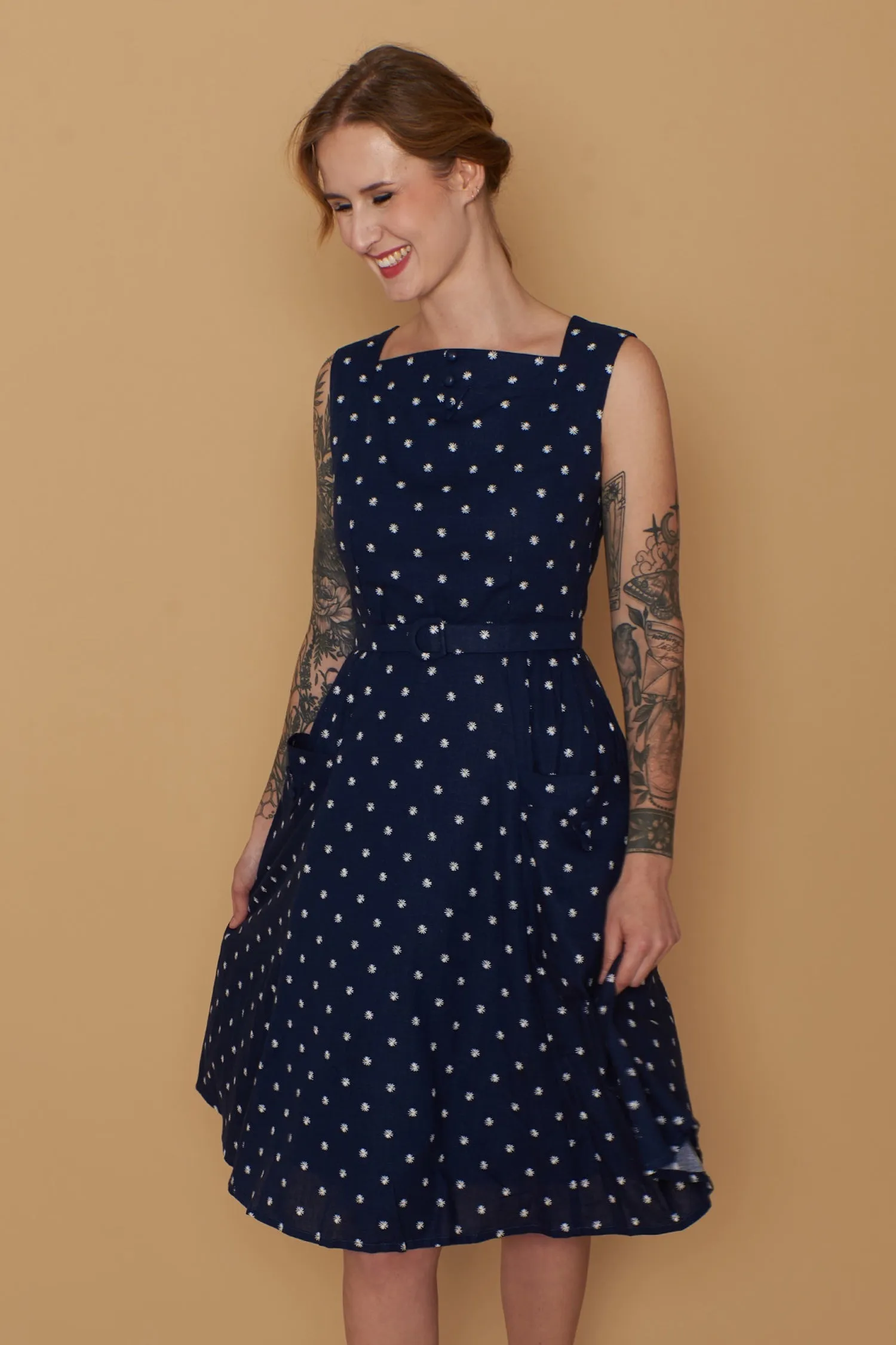 Bee Navy & White Daisy Dress