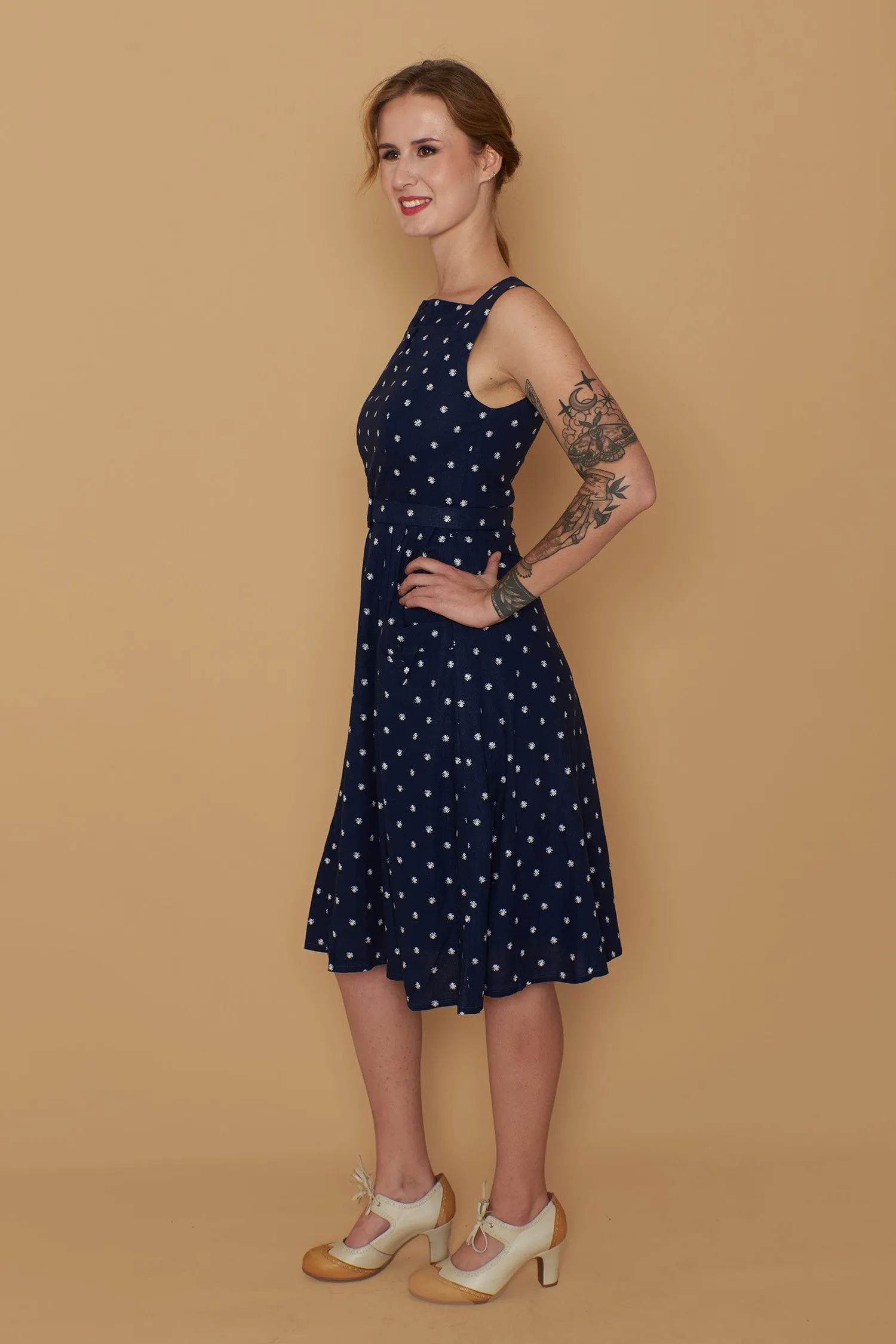 Bee Navy & White Daisy Dress