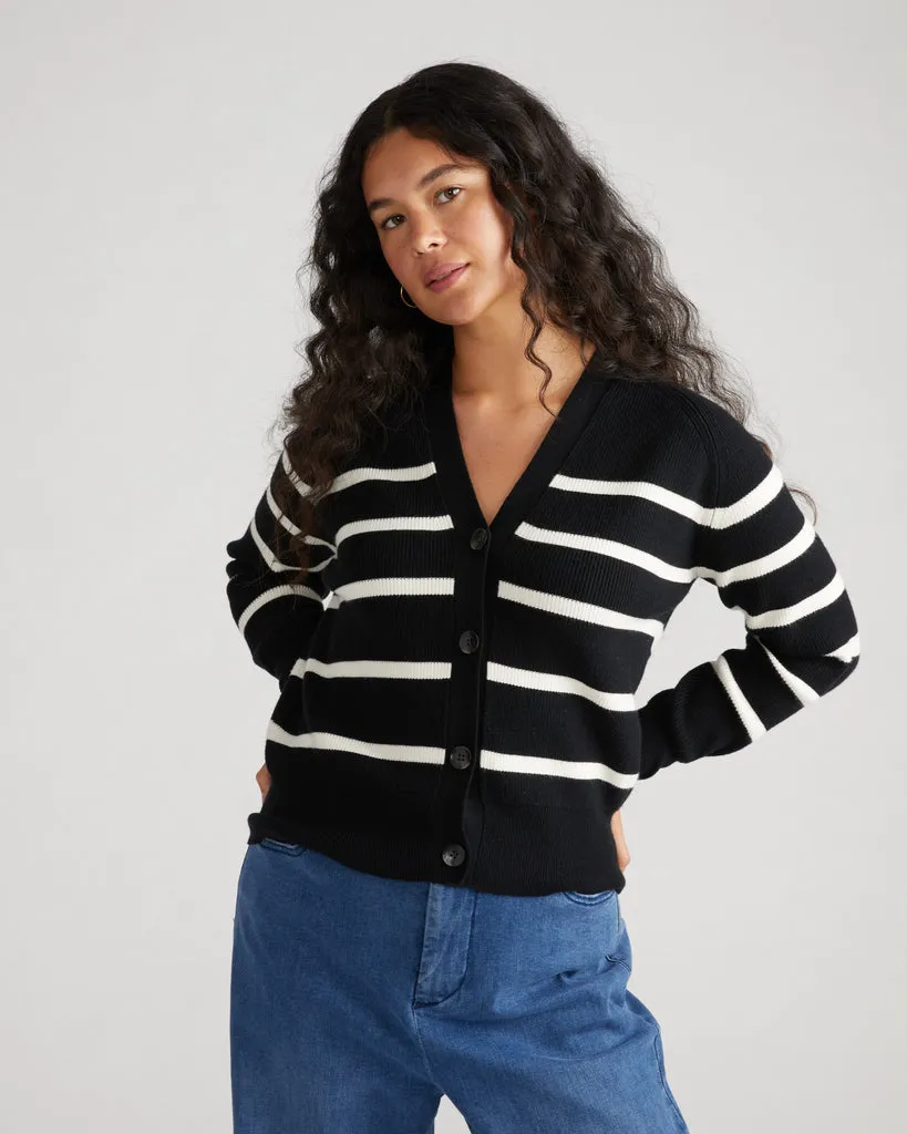 Better-Than-Wool Cardigan - Black/Cream Stripe