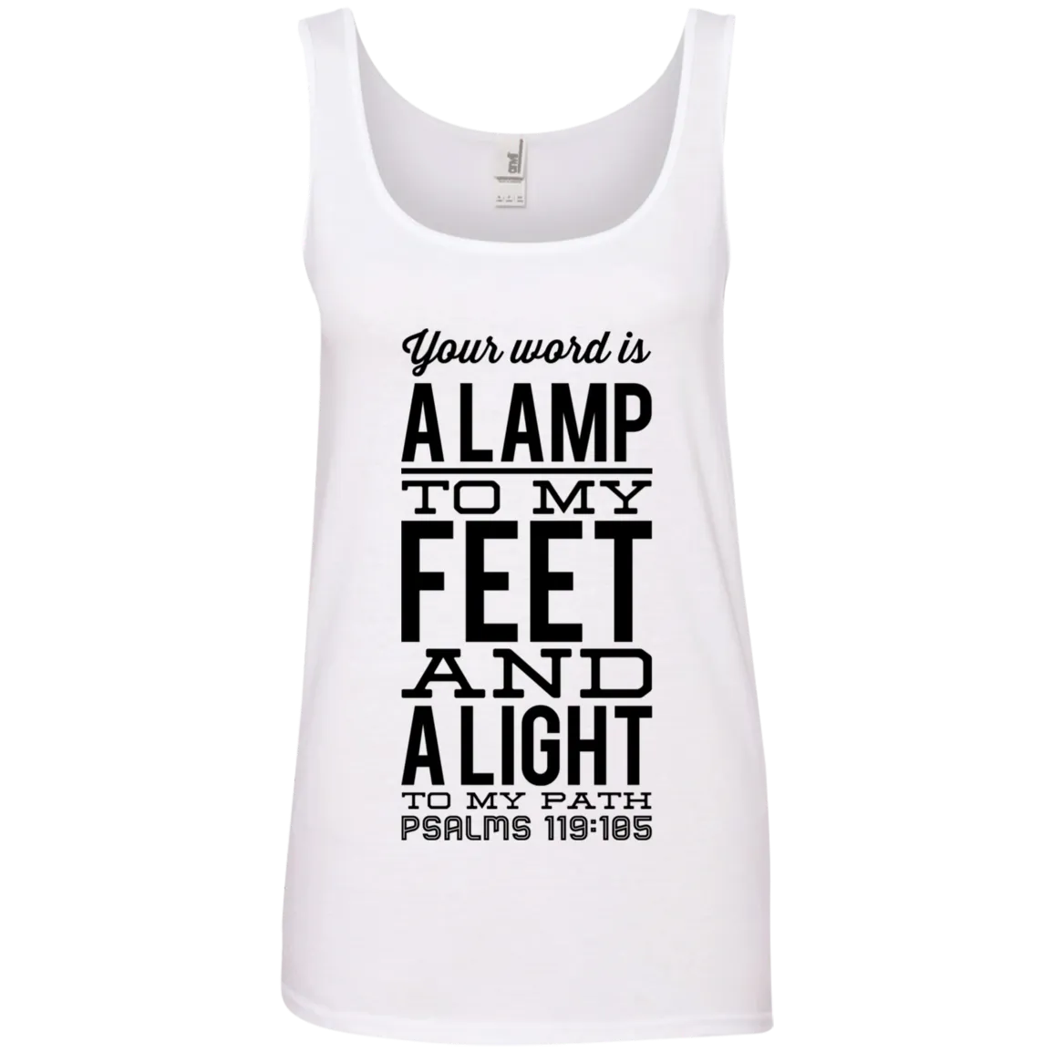 Bible Verses Ladies' 100% Ringspun Cotton Tank Top - Your Word Is Light To My Path ~Psalm 119:105~ Design 4 (Black Font)