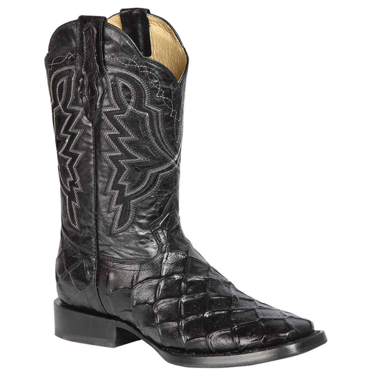 Black Pirarucu Print Boots