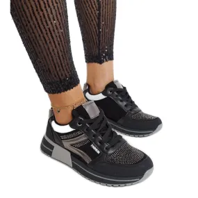 Black platform sneakers with Mauli rhinestones