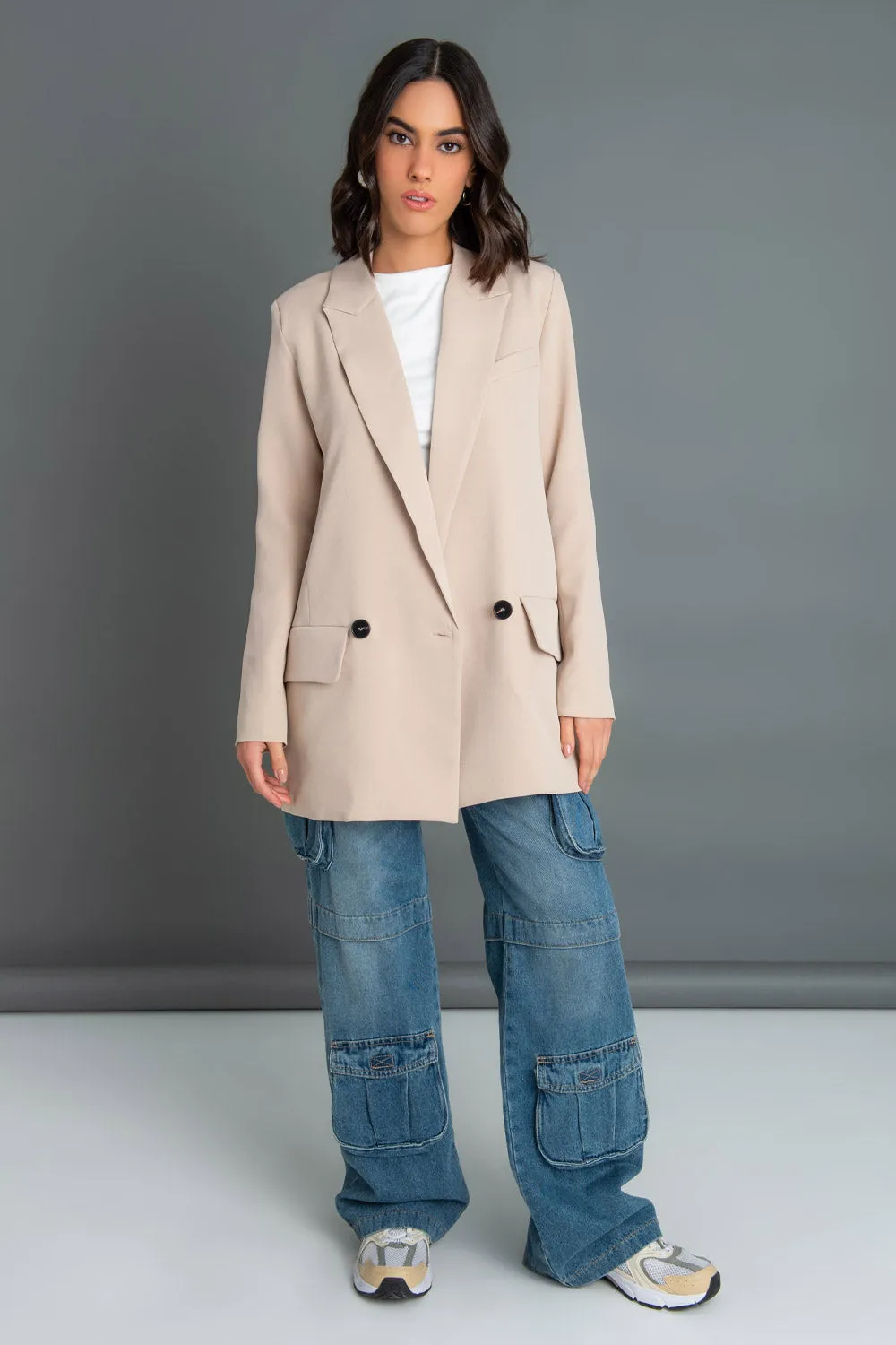 Blazer oversized solapa botones contraste