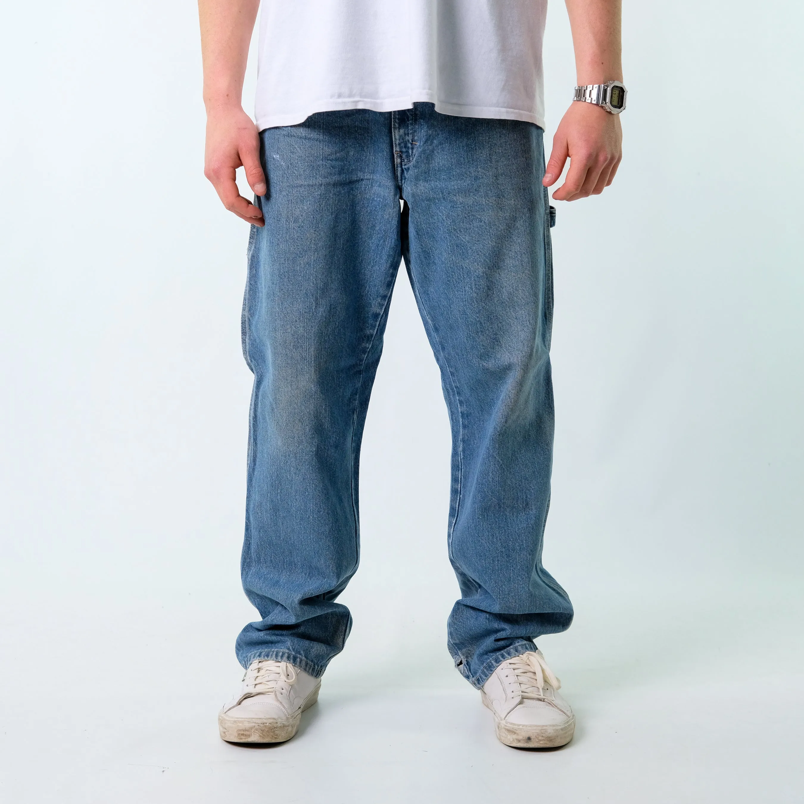 Blue 90s Dickies Denim Carpenter Baggy Jeans Pants (34x32)