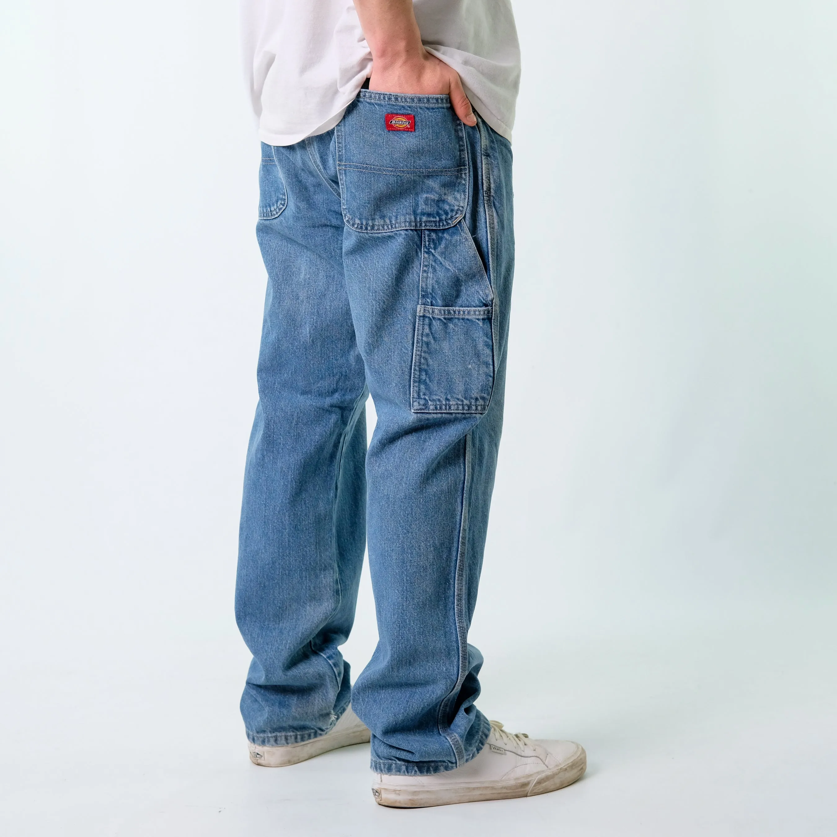 Blue 90s Dickies Denim Carpenter Baggy Jeans Pants (34x32)