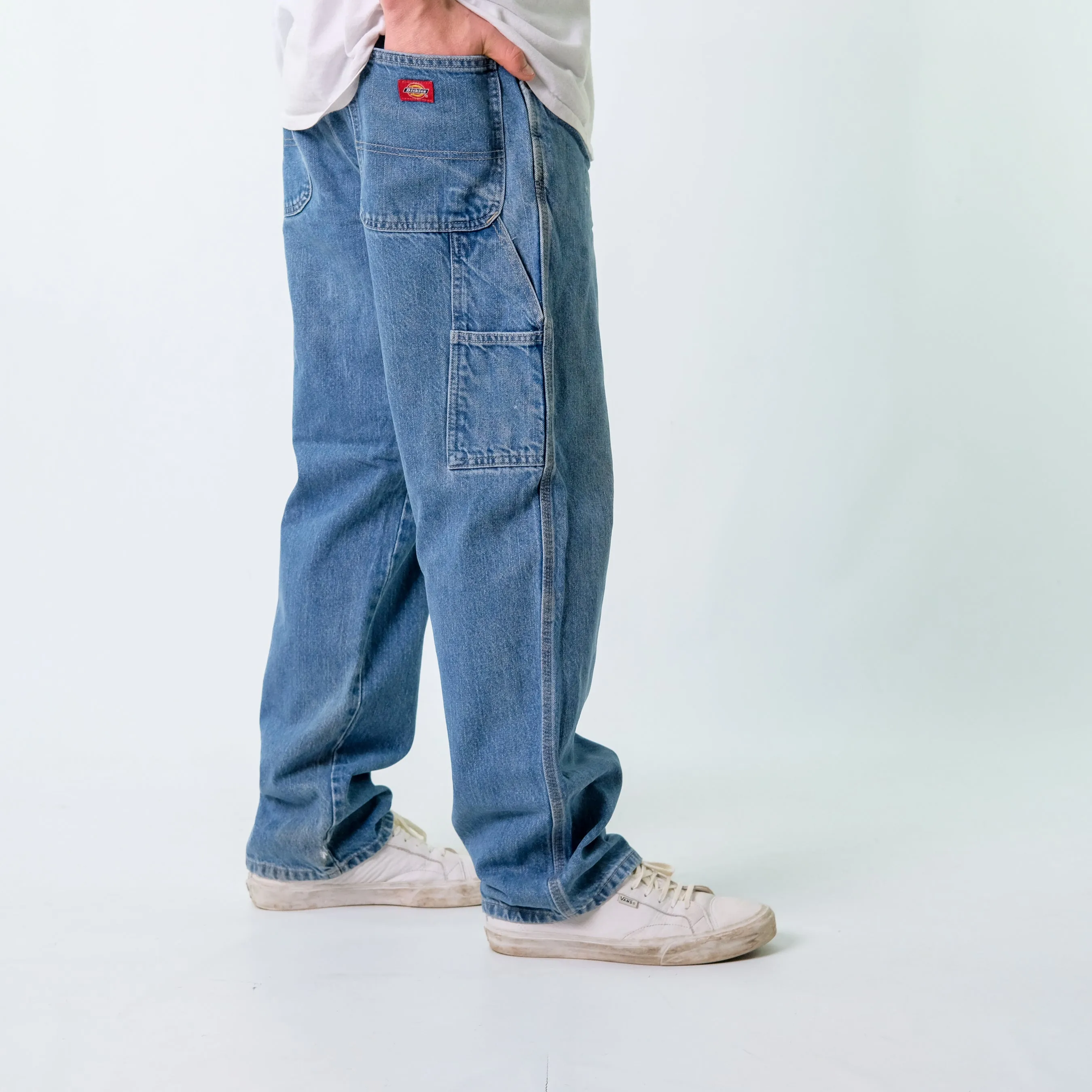 Blue 90s Dickies Denim Carpenter Baggy Jeans Pants (34x32)