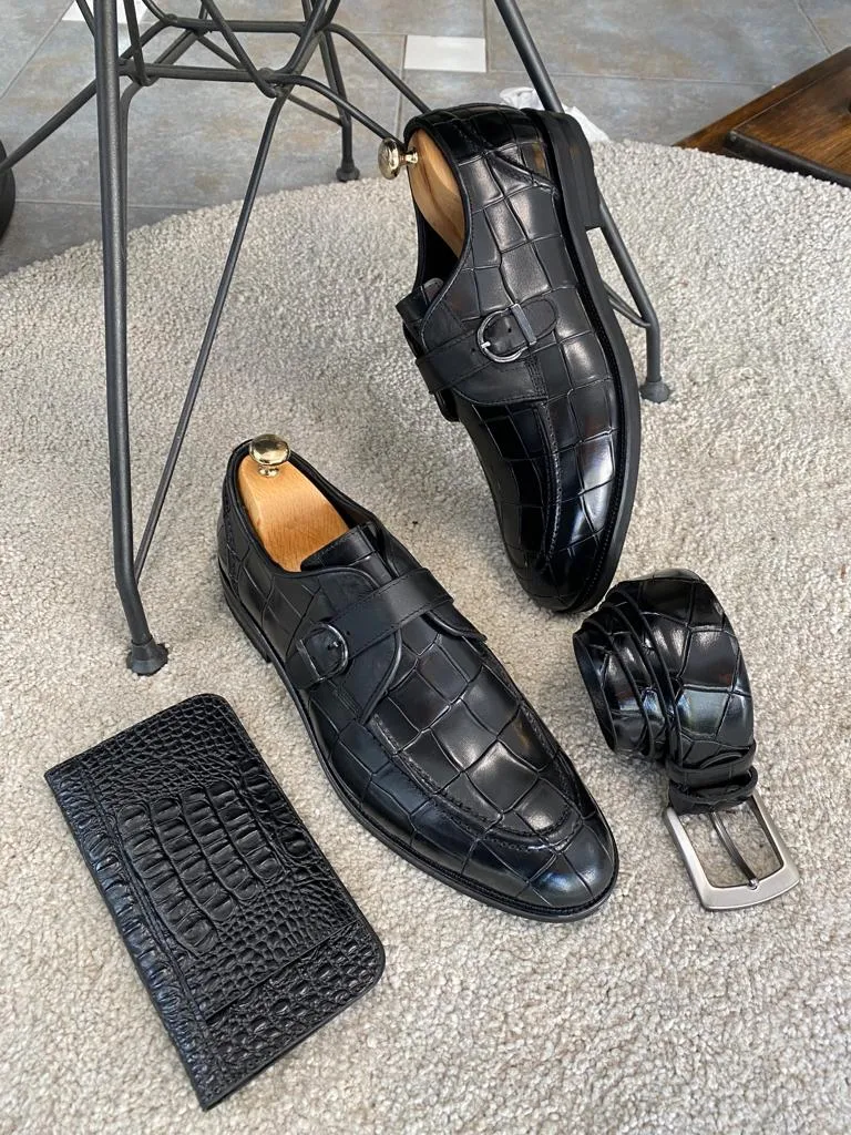 Bojoni Black Buckle Loafers