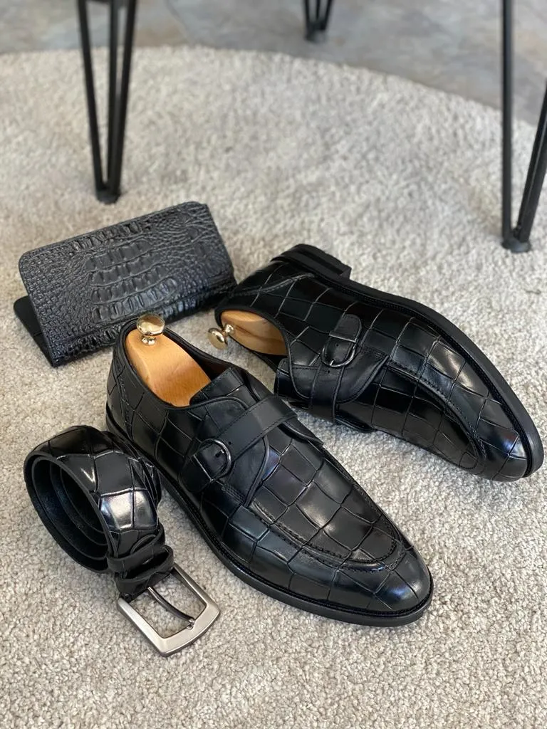 Bojoni Black Buckle Loafers