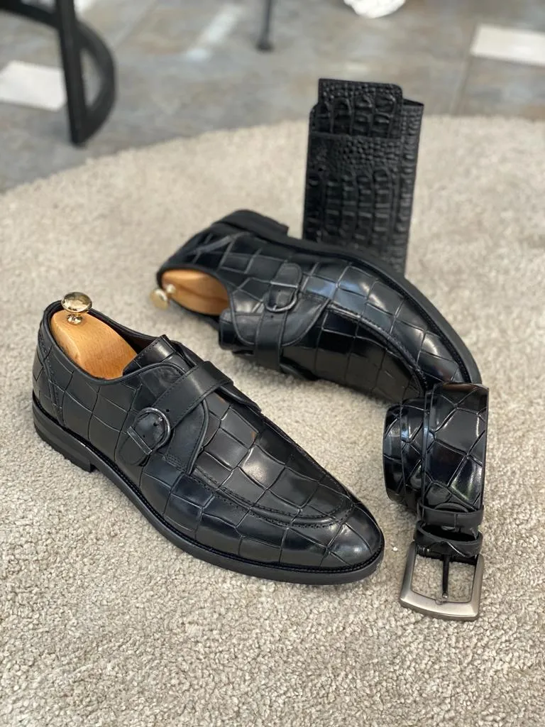 Bojoni Black Buckle Loafers