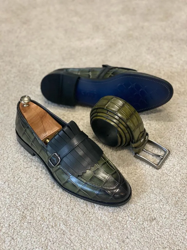 Bojoni Dayton Green Kilt Loafers