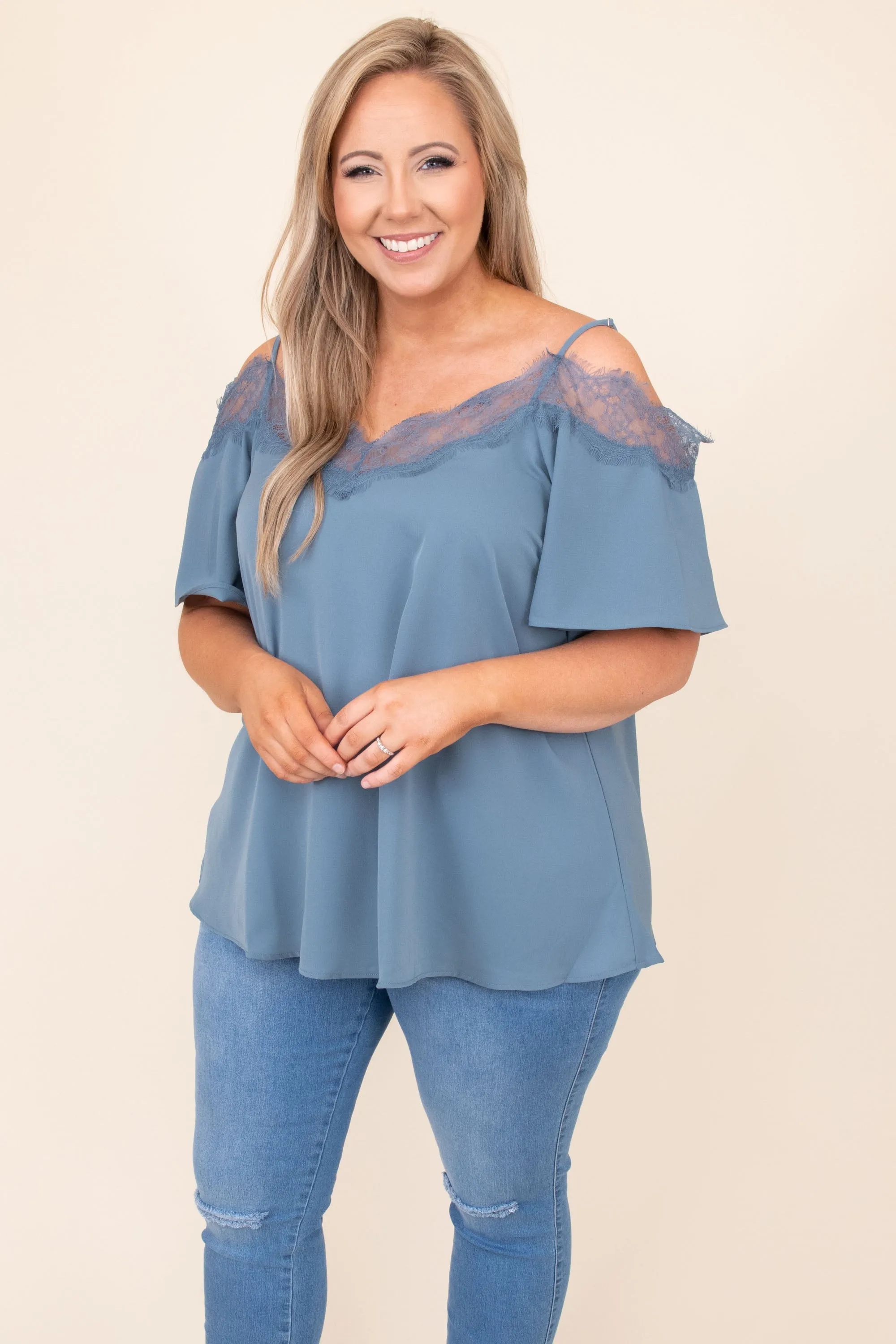 Born Beautiful Blouse, Dusty Blue