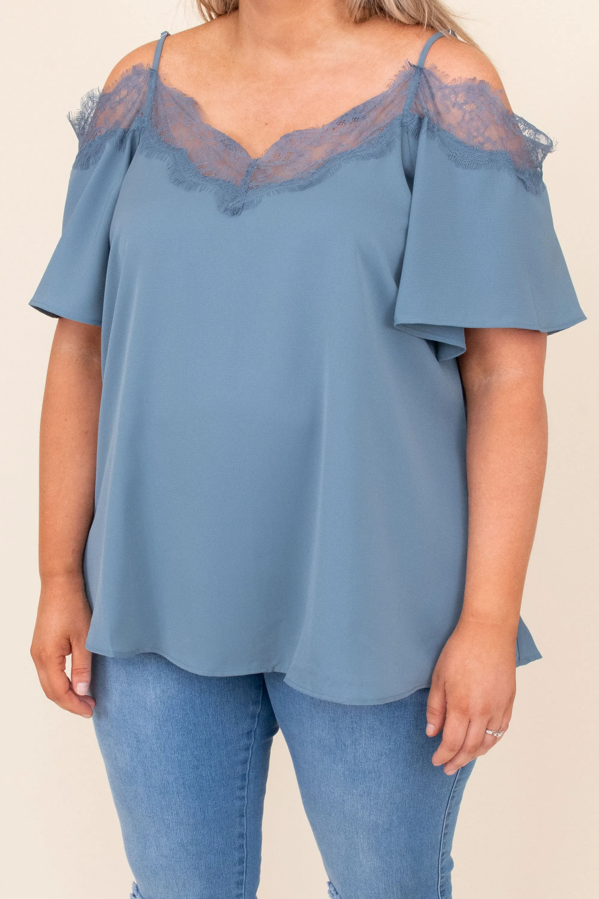 Born Beautiful Blouse, Dusty Blue