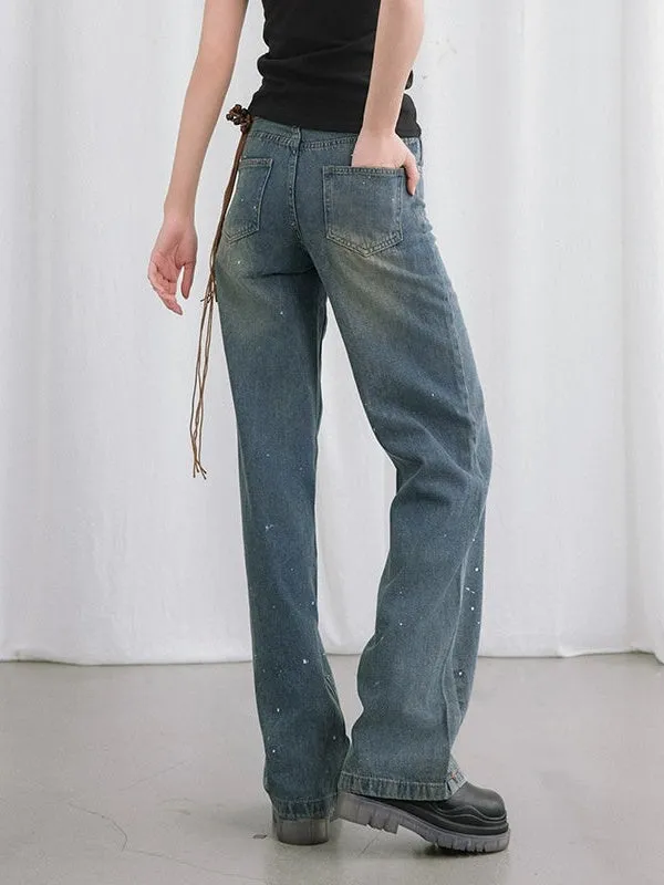 Broken High-waisted Straight Jeans