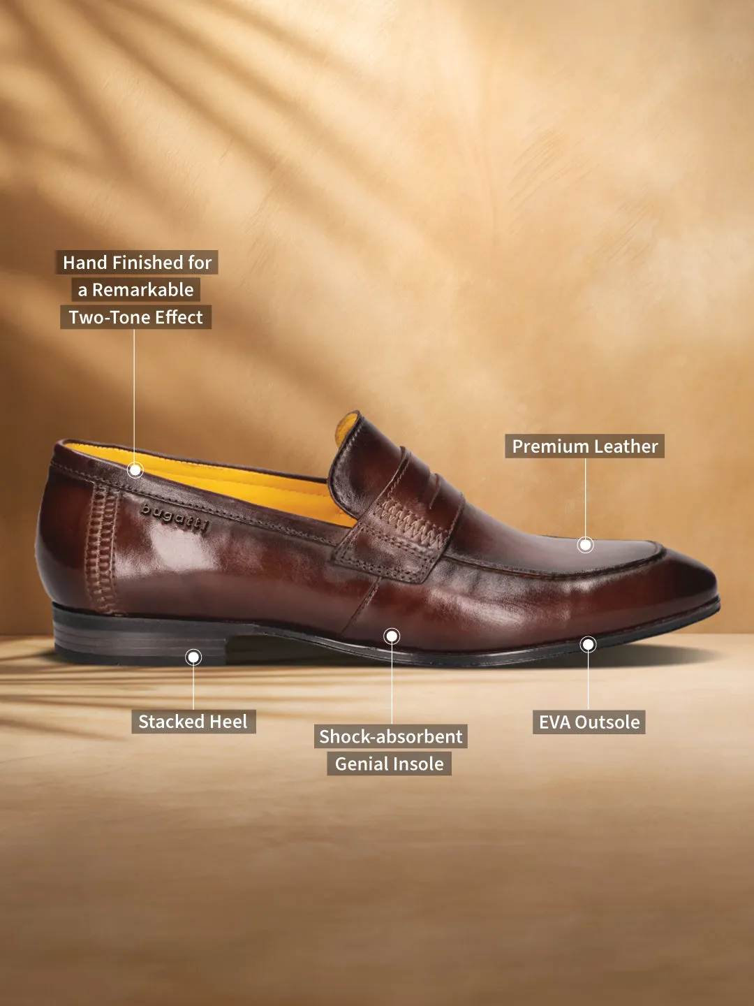 bugatti Dark Brown Premium Leather Loafers