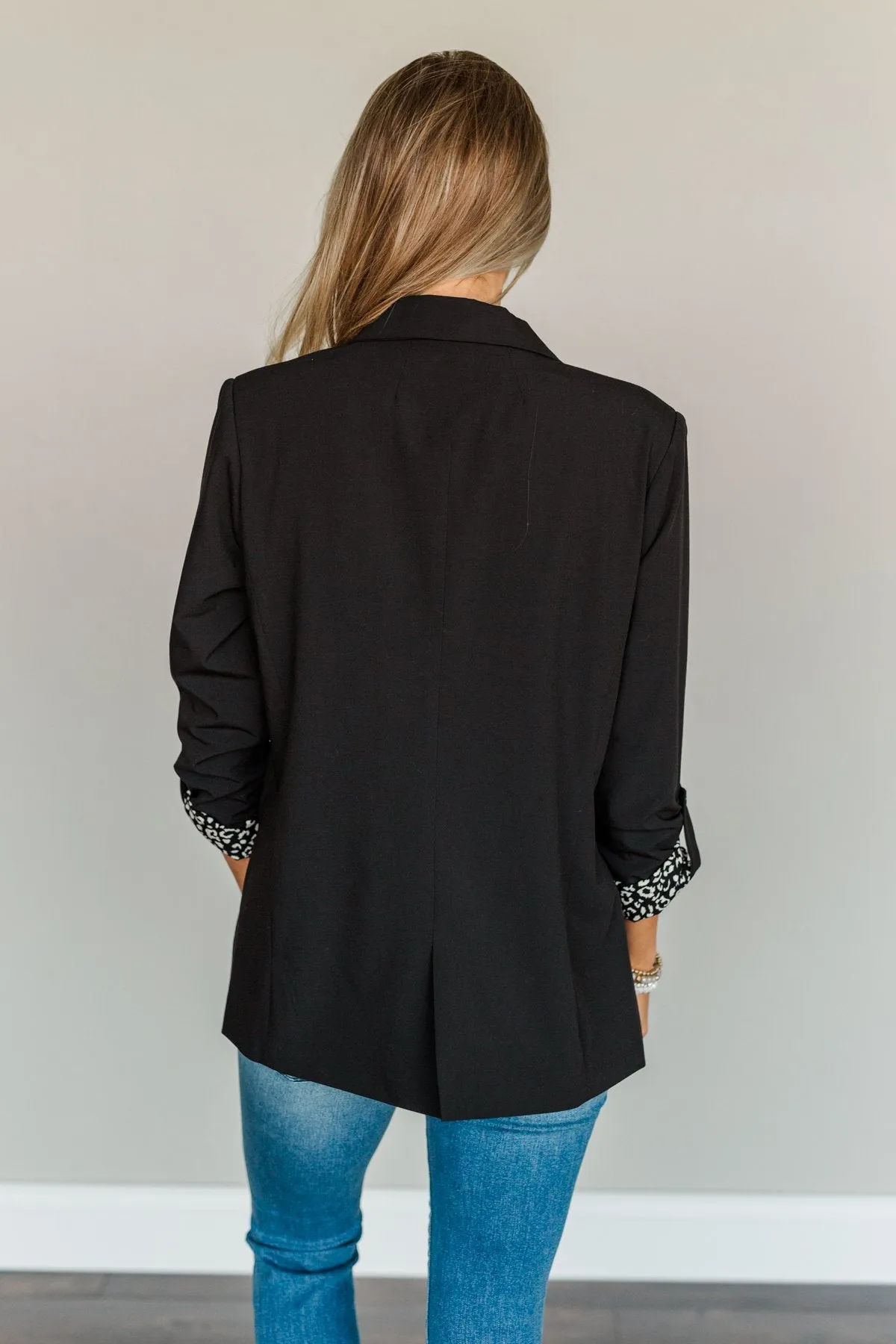 Business Beauty Open Front Blazer- Black