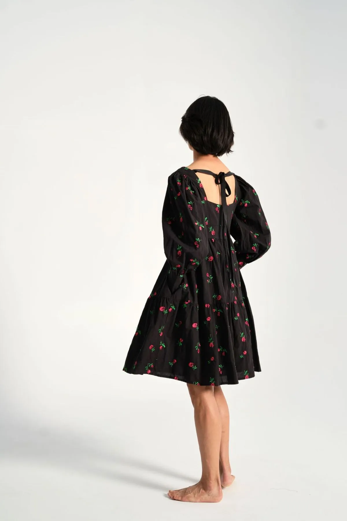 Christa Empire Dress - Black Rose