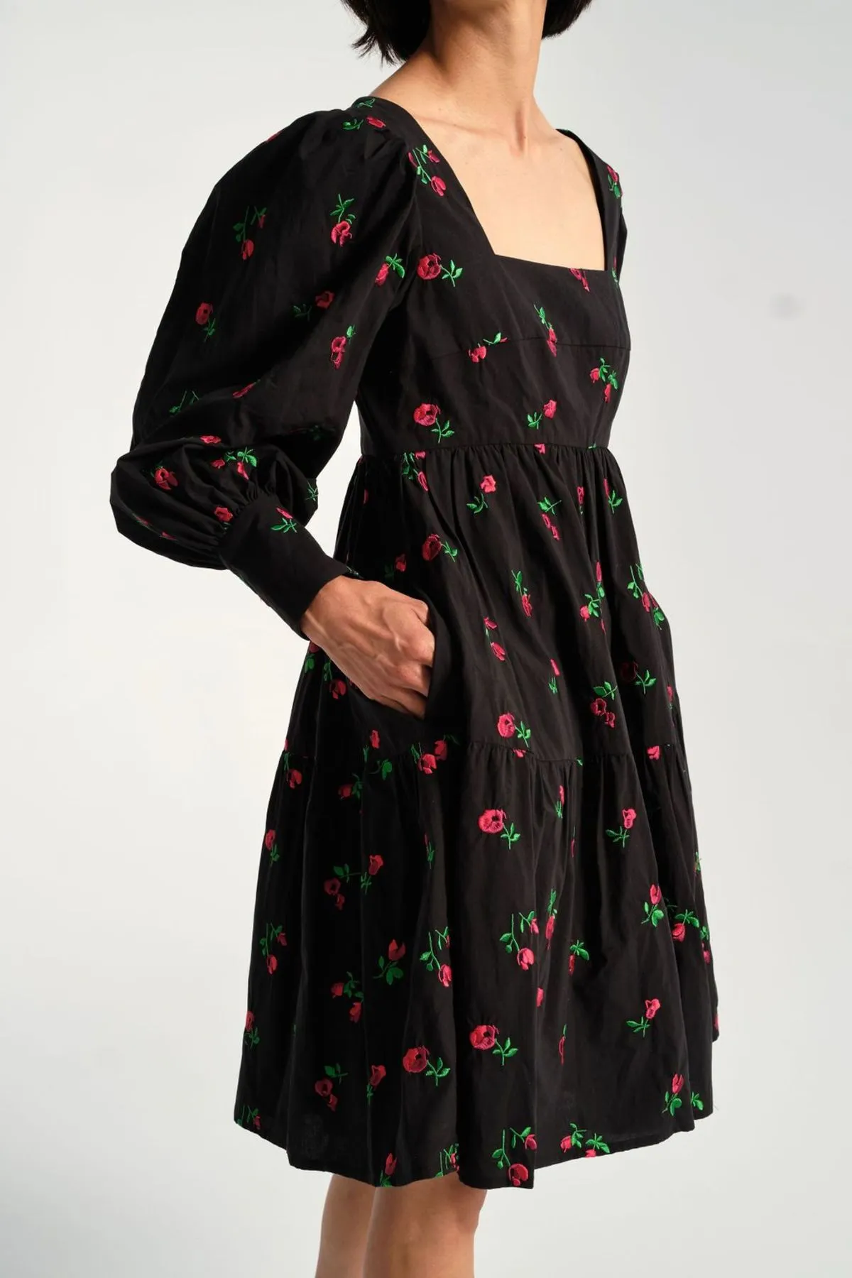 Christa Empire Dress - Black Rose