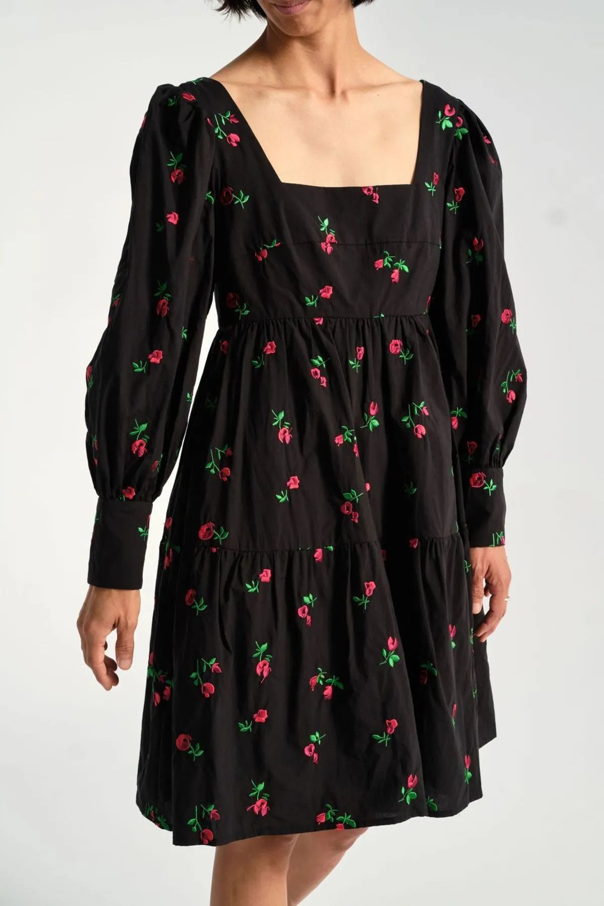 Christa Empire Dress - Black Rose