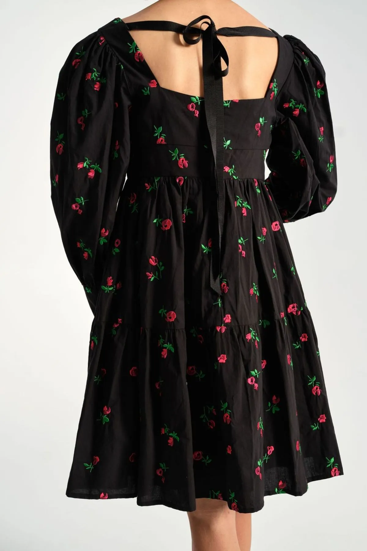 Christa Empire Dress - Black Rose