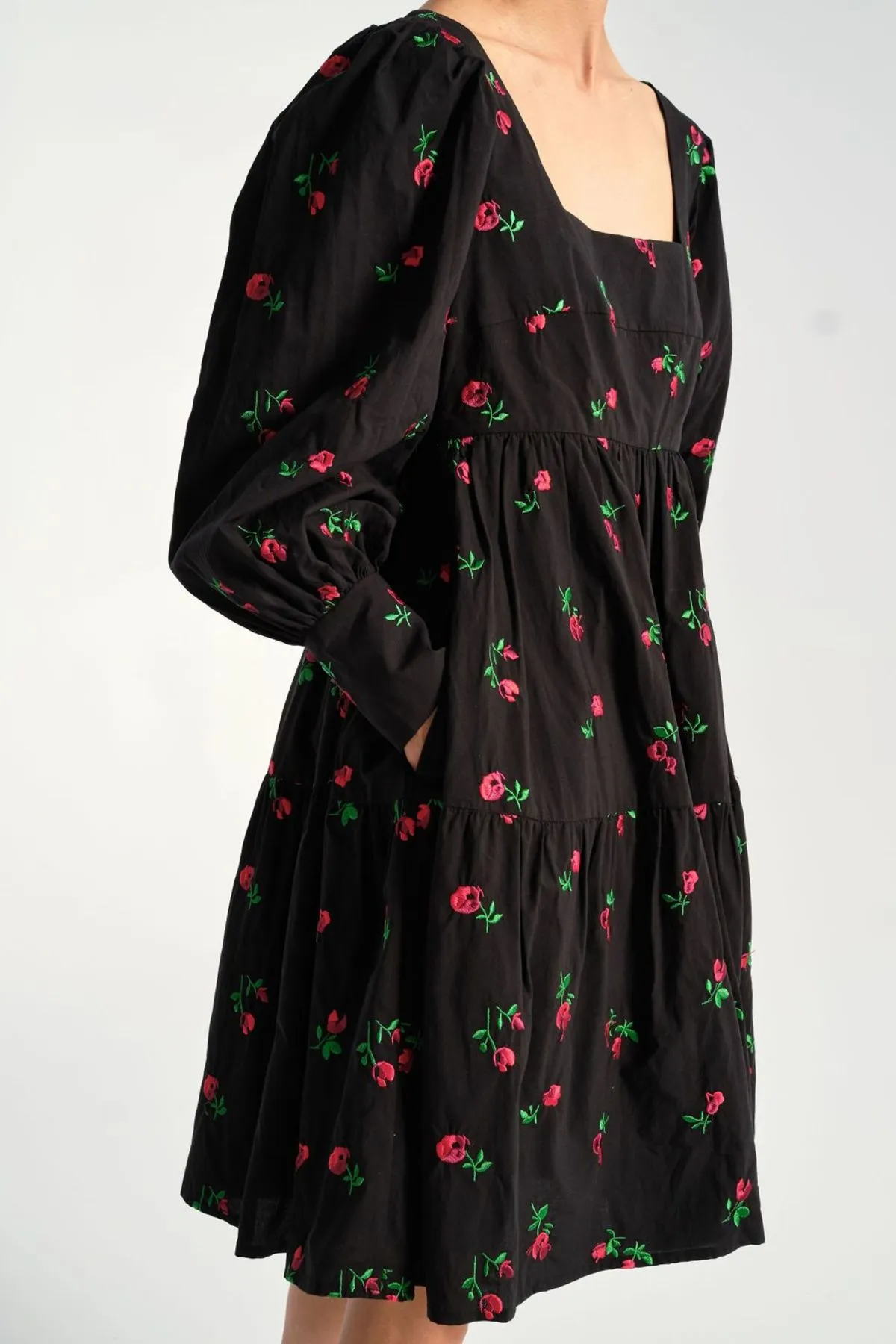 Christa Empire Dress - Black Rose