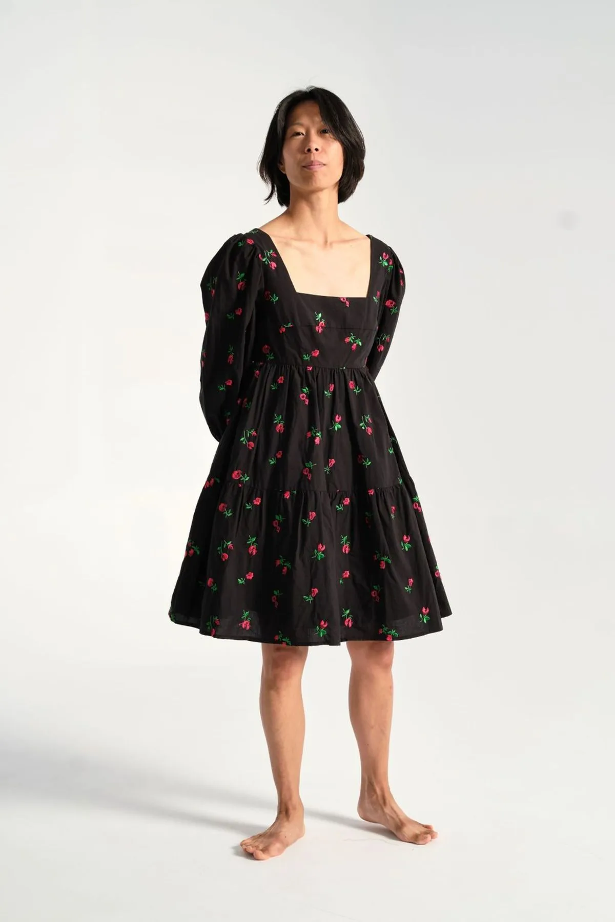 Christa Empire Dress - Black Rose