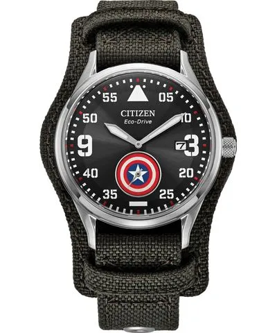 Citizen Eco-Drive Men's Marvel Captain America Forever Gray Fabric Strap Watch 40mm