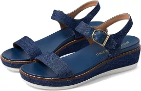 Cole Haan Original Grand Flatform Denim Ankle Strap Open Toe Wedge Heeled Sandal