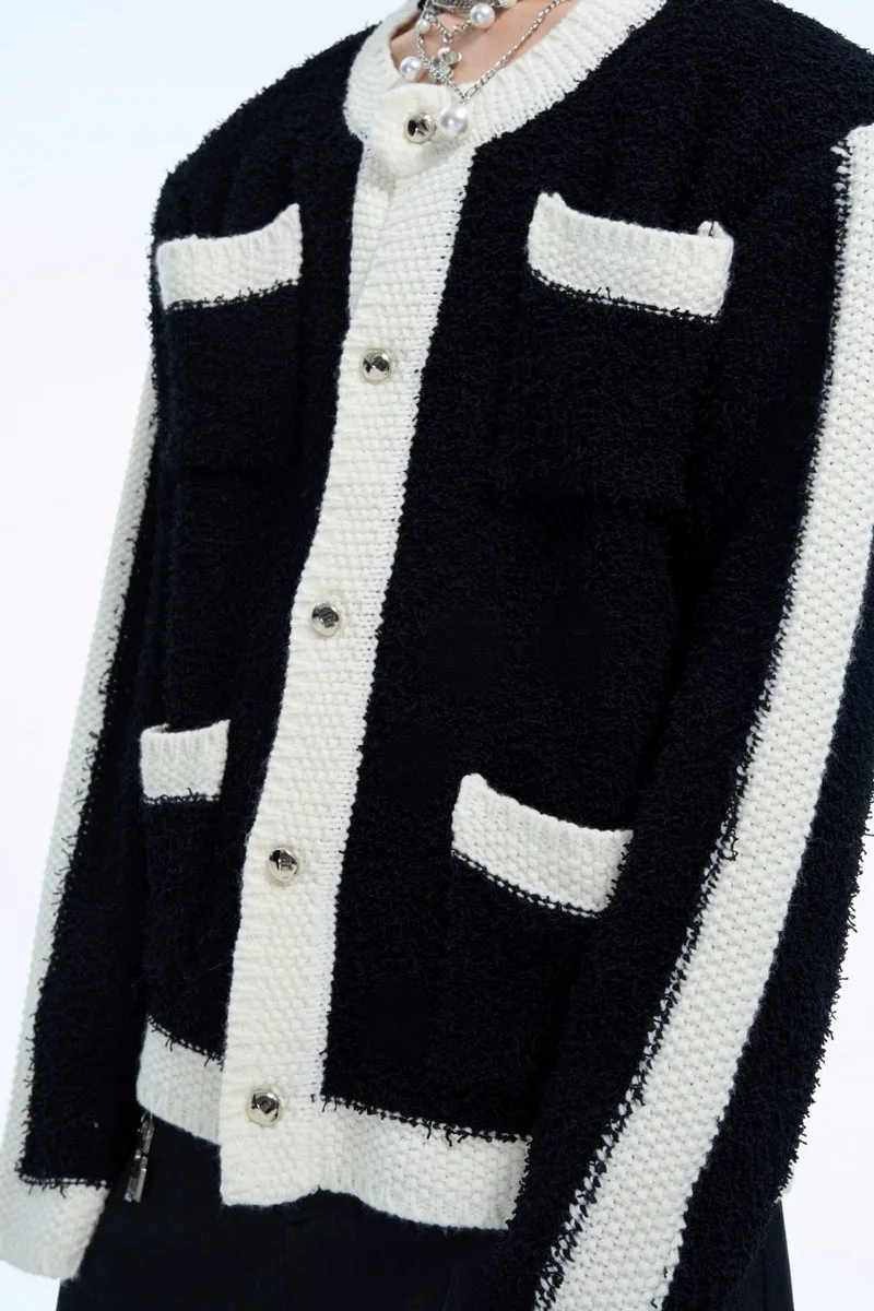 Colorblock Fuzzy Knit Cardigan