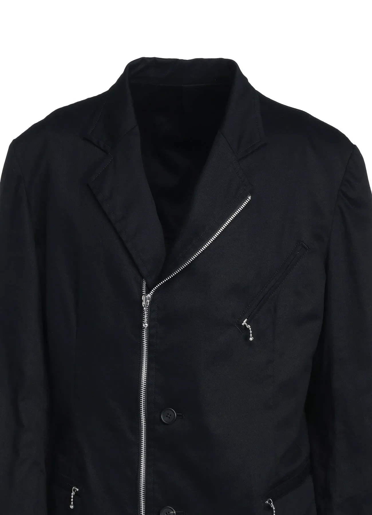 COTTON TWILL BIKER’S-STYLE ZIPPERED JACKET