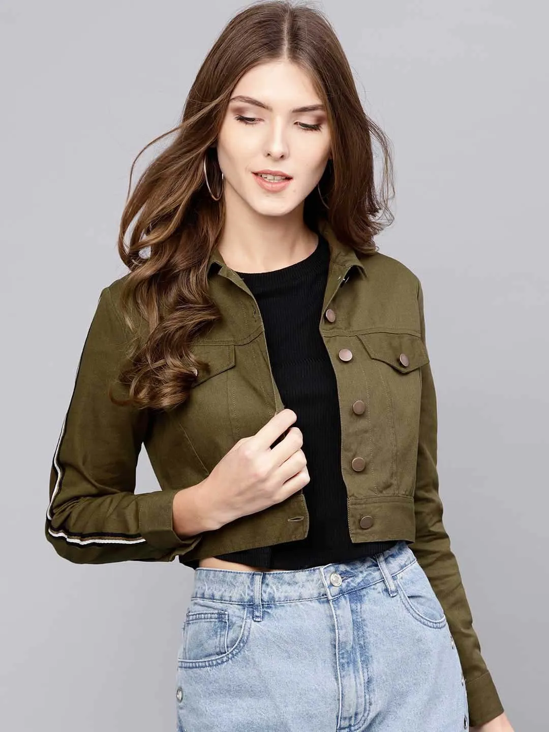 Crop Jacket With Tape