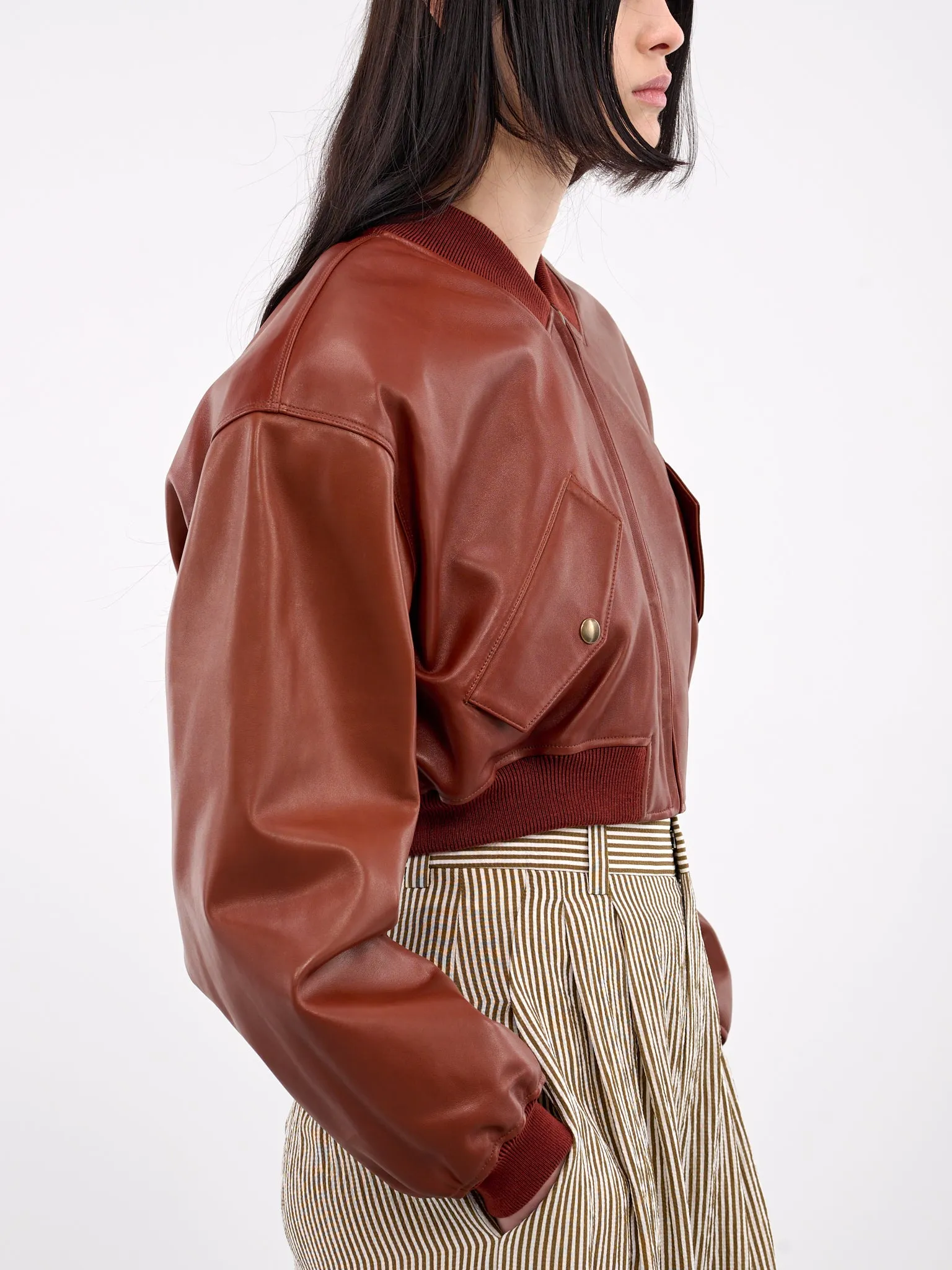 Cropped Leather Jacket (S25LJ7-WHISKY)