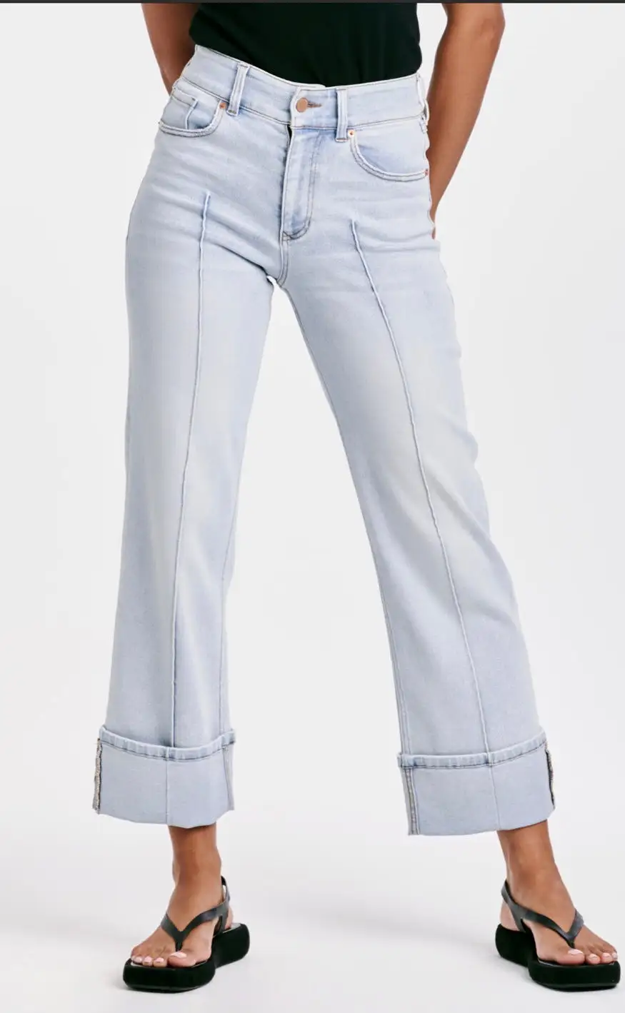 Dear John Holly Super High Rise Cuffed Straight Jeans Positano