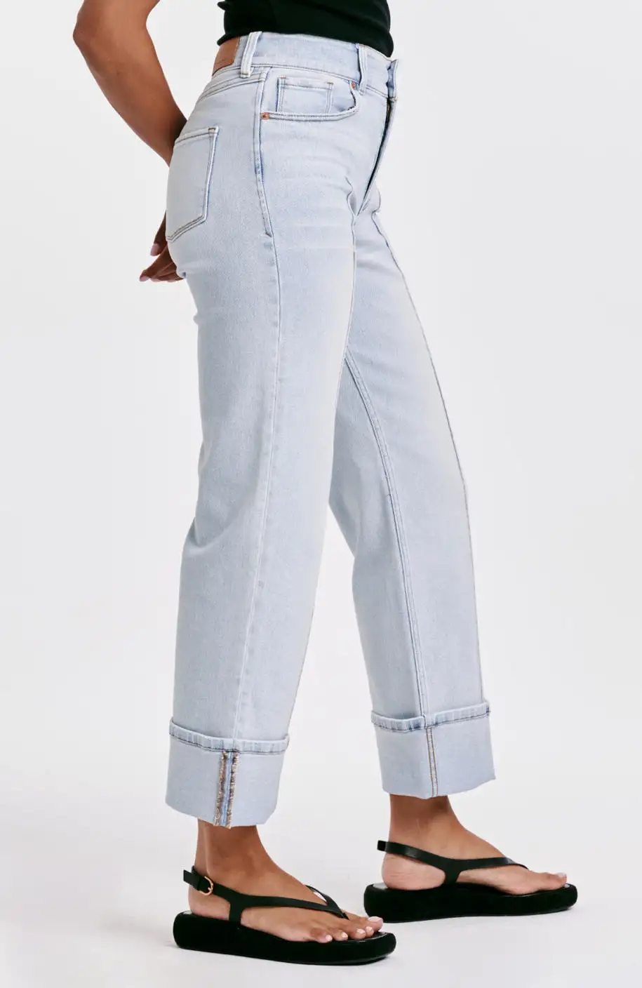 Dear John Holly Super High Rise Cuffed Straight Jeans Positano