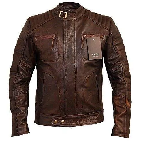 Designer Vintage Brown Weybridge Leather Jacket Mens