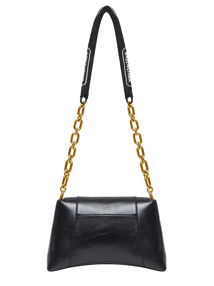 Downtown Small Shoulder Bag with Chain in Black