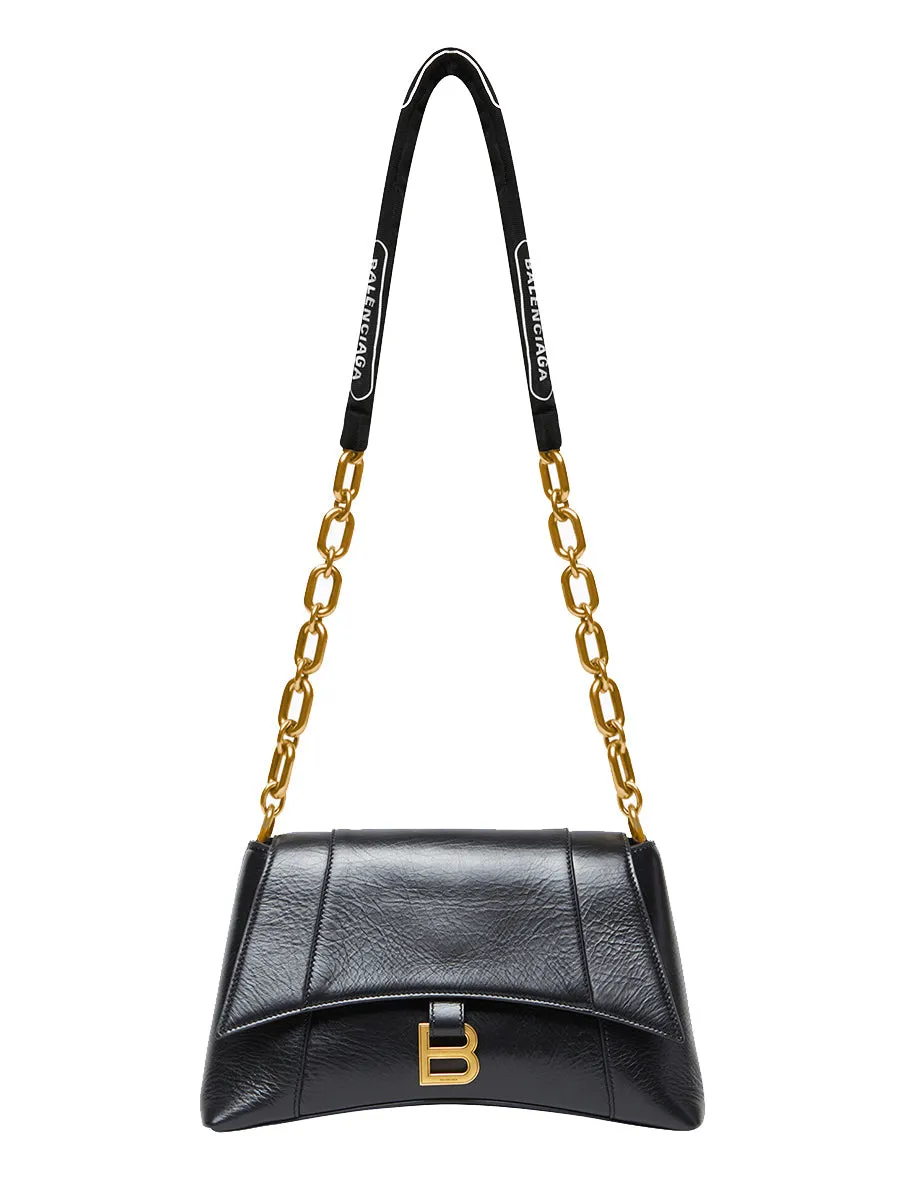 Downtown Small Shoulder Bag with Chain in Black