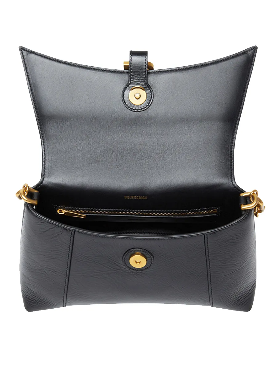 Downtown Small Shoulder Bag with Chain in Black