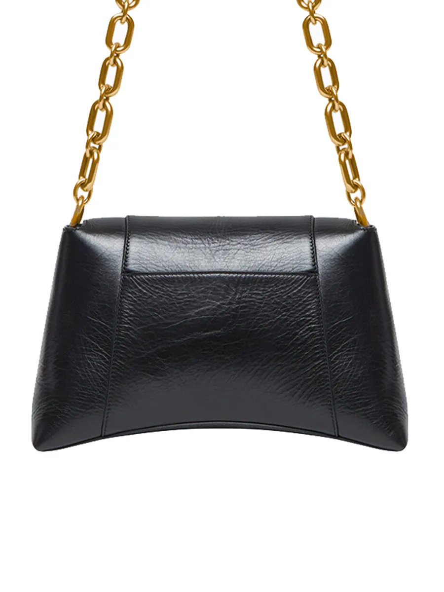 Downtown Small Shoulder Bag with Chain in Black